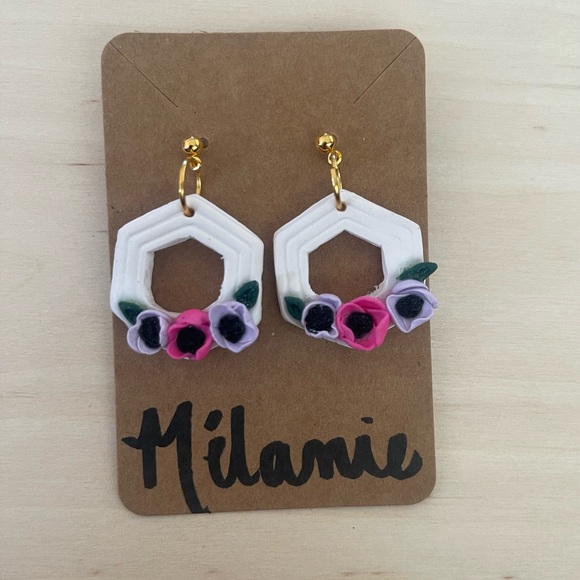 Polymer clay earrings with handmade flowers 🌸 - Picture 1 of 1